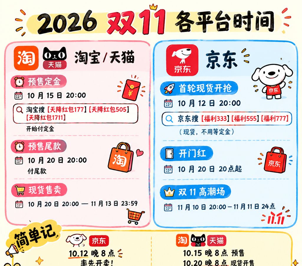 2026双十一京东淘宝错峰开启时间_京东福利333领通用券叠加顺序_京东双11